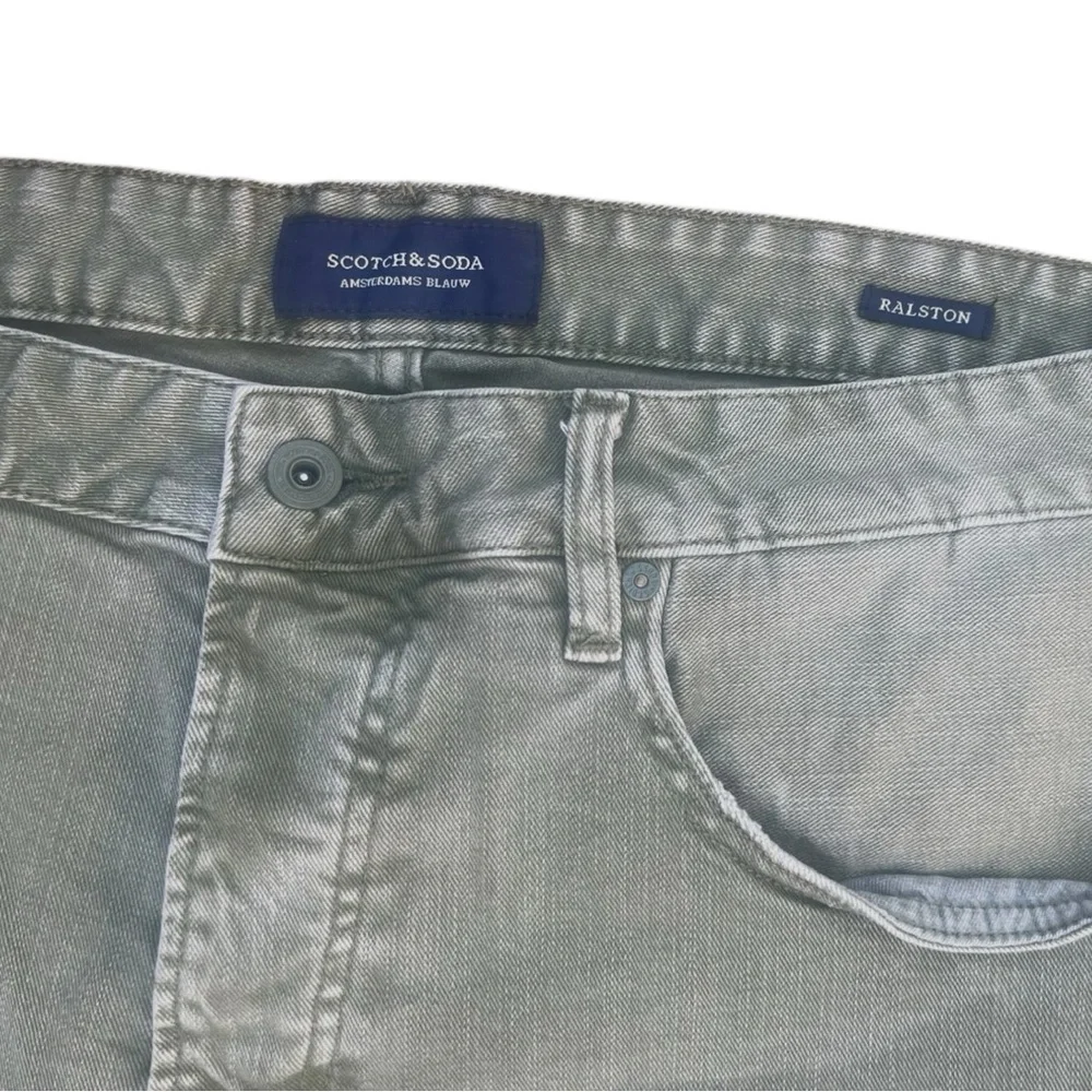 Scotch & Soda Ralston Jeans Men 36x34 Vintage‎ Faded Gray Green Slim Denim